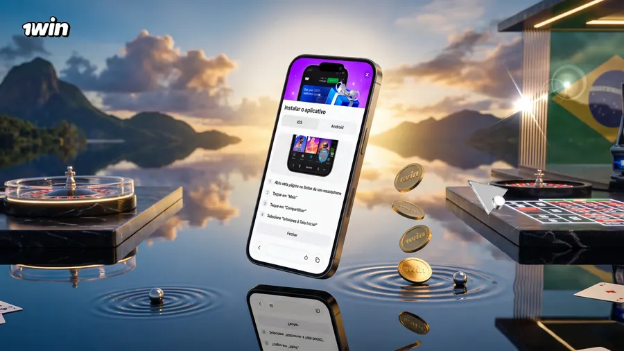 Aplicativo móvel da 1win aberto em um celular